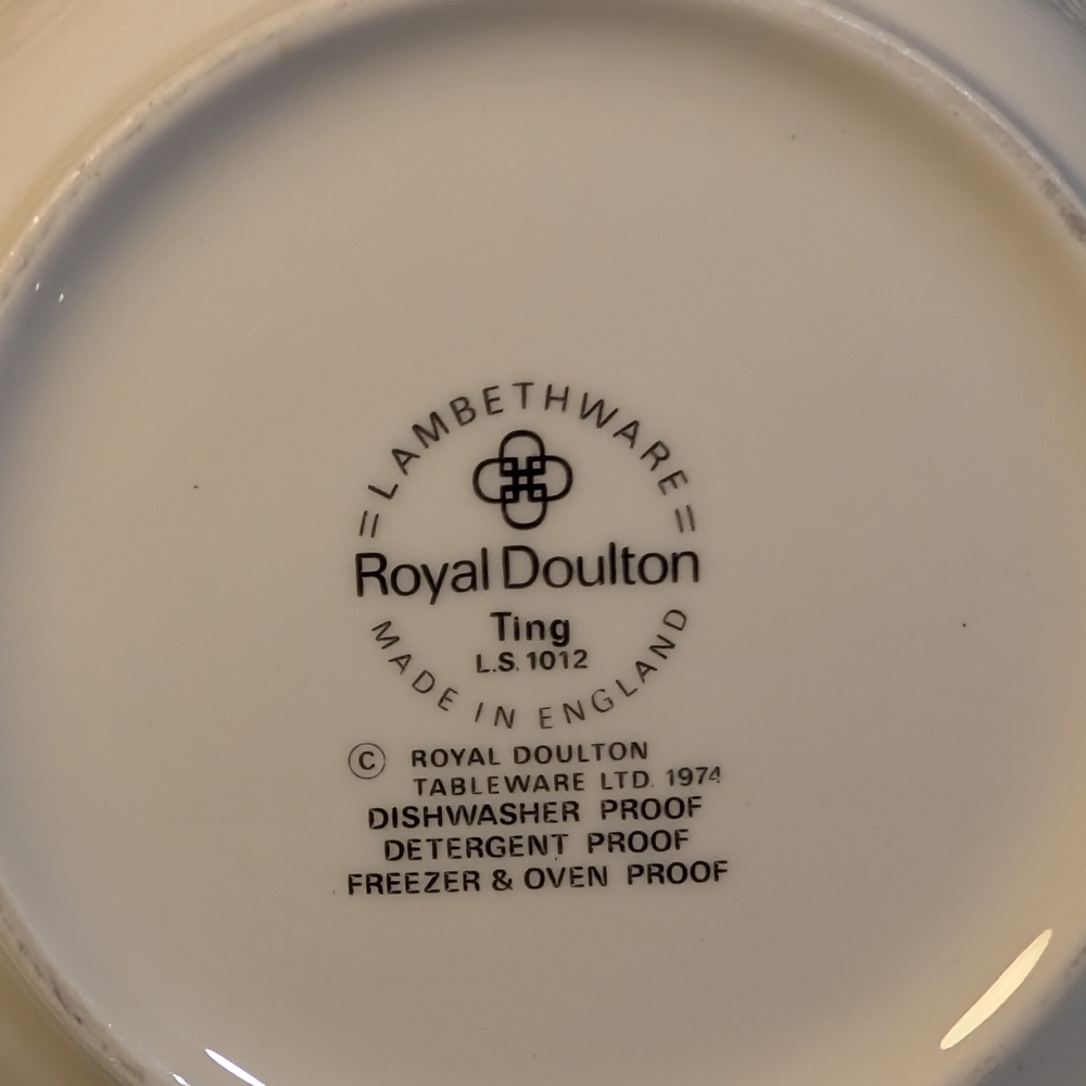 3 Royal Doulton Ting Round Soup Cereal Bowls Lambethware 1012 Vintage 1974 6.5" - Picture 3 of 6